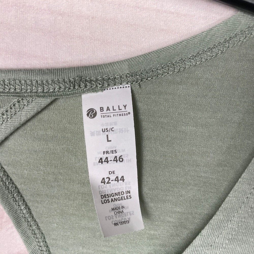 Bally Top Womens L Green Dry Wik T-Shirt Scoop Neck Short Sleeve Open Back Solid - Picture 3 of 7